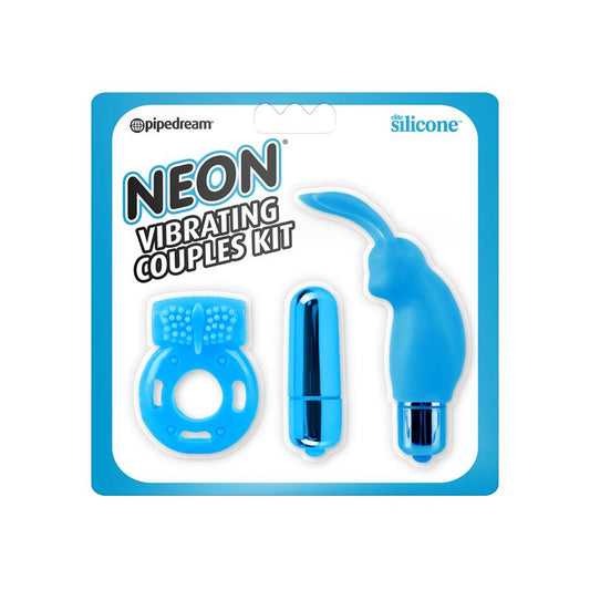 Neon Vibrating Couples Kit Blue Neon Vibrating Couples Kit Blue - UABDSM