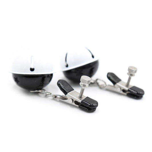 Nipple Clamps with Bell Black/White Nipple Clamps with Bell Black/White - UABDSM