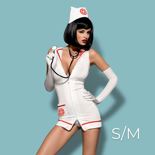 Obsessive - Emergency dress S/M + stethoscope - White Obsessive - Emergency dress S/M + stethoscope - White - UABDSM
