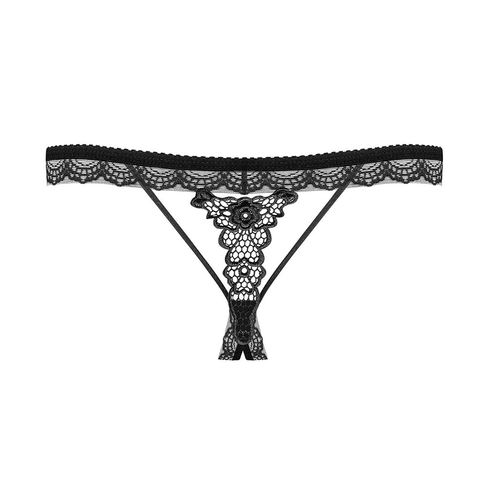 Obsessive - 865-THC-1 Crotchless Thong L/XL - Black - UABDSM