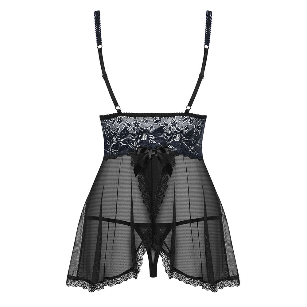 Obsessive - 866-BAB-1 babydoll & thong S/M - Black - UABDSM
