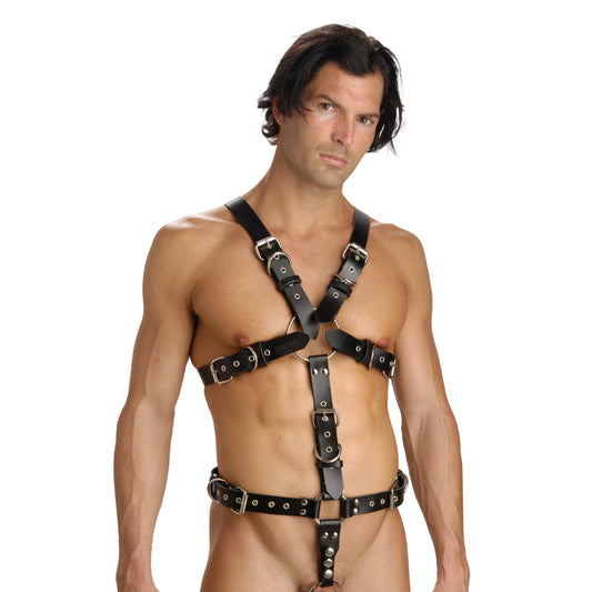 Strict Leather Body Harness with Cock Ring - X-Large Strict Leather Body Harness with Cock Ring - X-Large - UABDSM