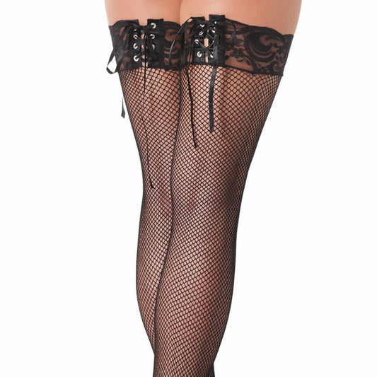 Black Fishnet Stockings With Lace Ribbon Tops Black Fishnet Stockings With Lace Ribbon Tops - UABDSM
