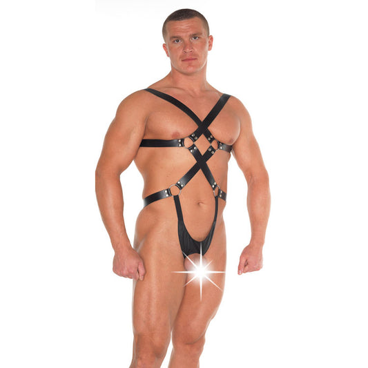 Leather Strappy Bondage Teddy Leather Strappy Bondage Teddy - UABDSM