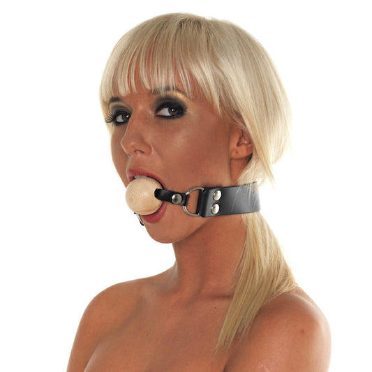 Leather Gag With Wooden Ball Leather Gag With Wooden Ball - UABDSM