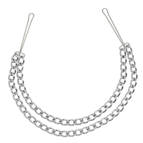 Silver Nipple Clamps With Double Chain Silver Nipple Clamps With Double Chain - UABDSM