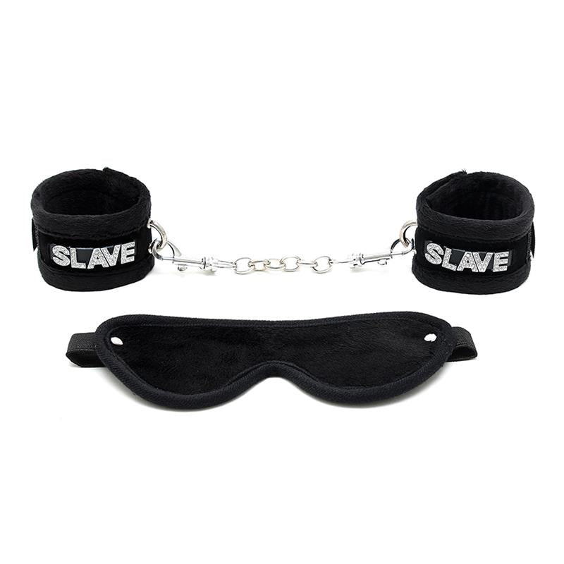 Rimba Bondage Play Handcuffs and Eyemask Black - UABDSM