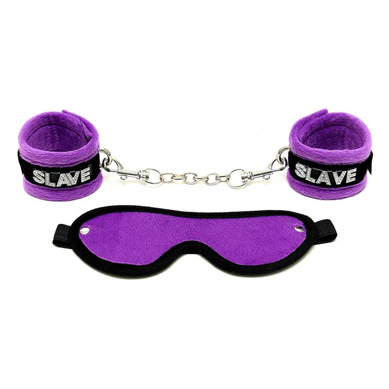 Rimba Bondage Play Handcuffs and Eyemask Purple - UABDSM