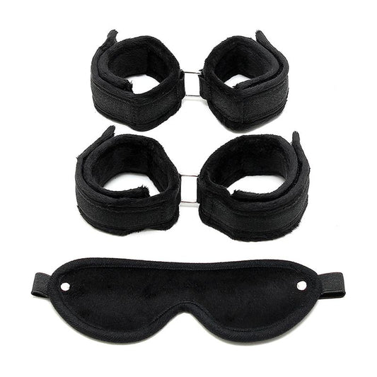 Rimba Bondage Play Handcuffs Foot Cuffs and Mask Black Rimba Bondage Play Handcuffs Foot Cuffs and Mask Black - UABDSM