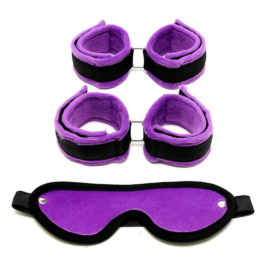 Rimba Bondage Play Handcuffs Foot Cuffs and Mask Purple Rimba Bondage Play Handcuffs Foot Cuffs and Mask Purple - UABDSM