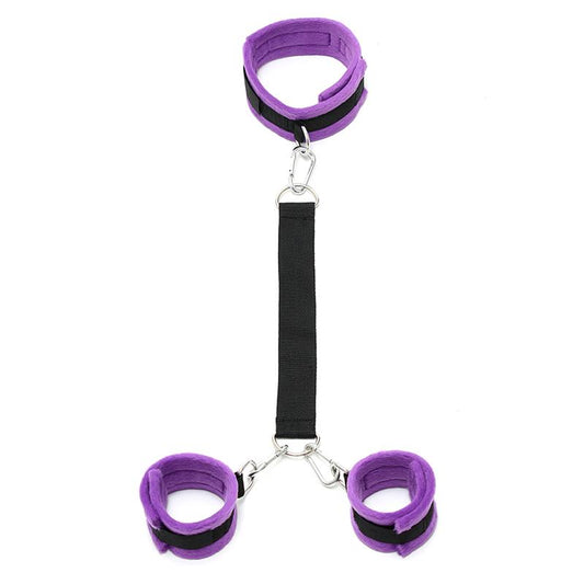 Handcuffs to Collar with Leash Adjustable Purple Handcuffs to Collar with Leash Adjustable Purple - UABDSM