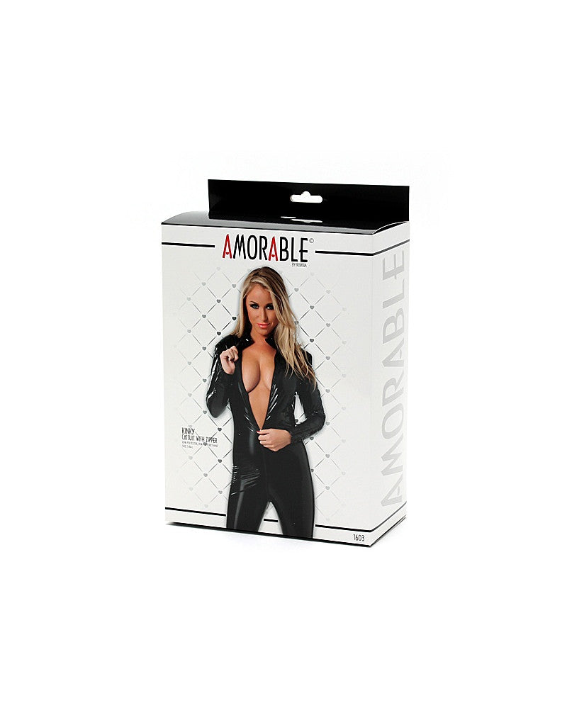 Amorable By Rimba - Wetlook Catsuit - Black - UABDSM