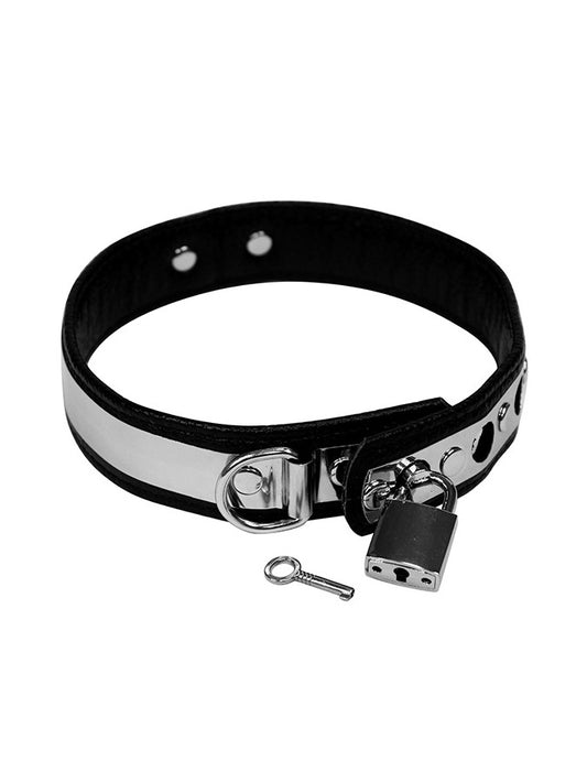Rimba - Leather Collar 3 Cm. Wide With Metal And Padlock - UABDSM
