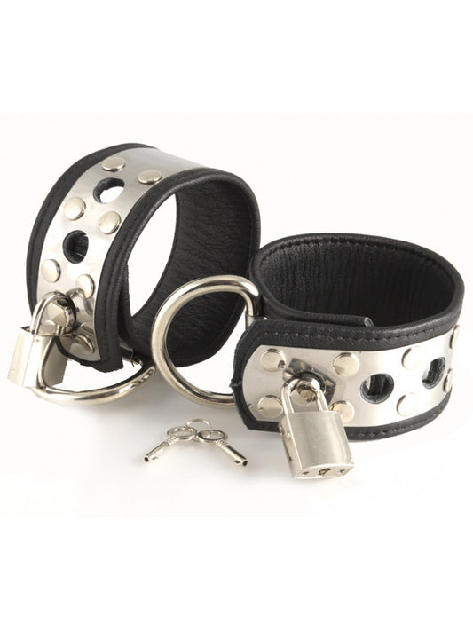 Rimba - Leather Cuffs With Metal And Padlock Rimba - Leather Cuffs With Metal And Padlock - UABDSM