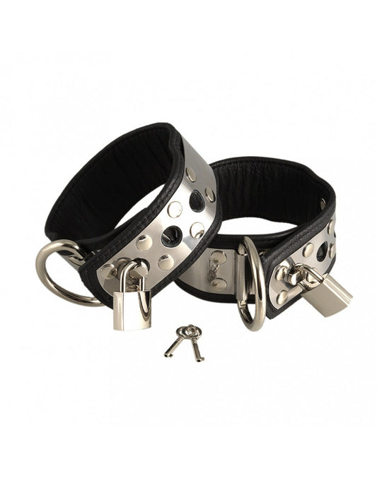 Rimba - Leather Footcuffs With Metal And Padlock Rimba - Leather Footcuffs With Metal And Padlock - UABDSM