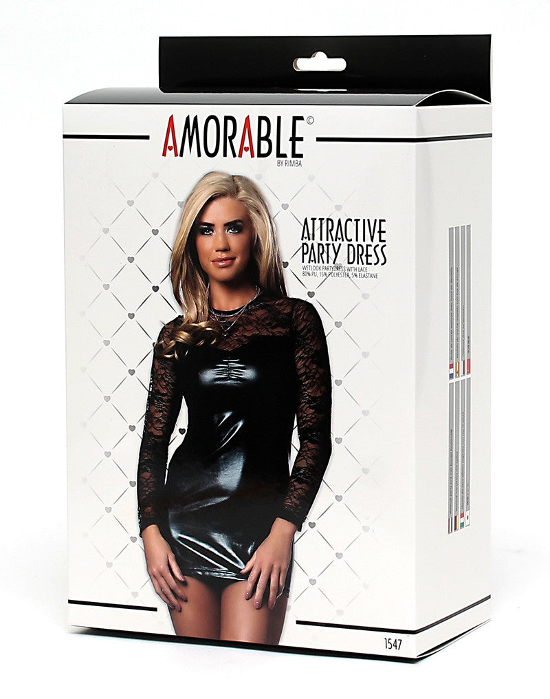 Amorable By Rimba - Wetlook Party Dress - Black - UABDSM