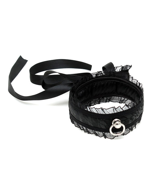 Rimba Bondage Play - Satin Look Collar - One Size - Black - UABDSM