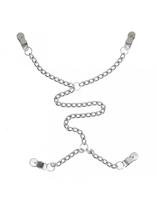 Rimba - Nipple To Labia Clamps With Chain Rimba - Nipple To Labia Clamps With Chain - UABDSM