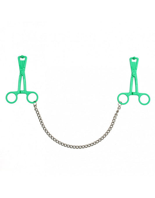 Rimba - Scissor Nipple Clamps Of Synthetic Material With Chain Rimba - Scissor Nipple Clamps Of Synthetic Material With Chain - UABDSM