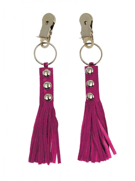 Rimba - Nipple Clamps With Little Leather Whips Attached Rimba - Nipple Clamps With Little Leather Whips Attached - UABDSM