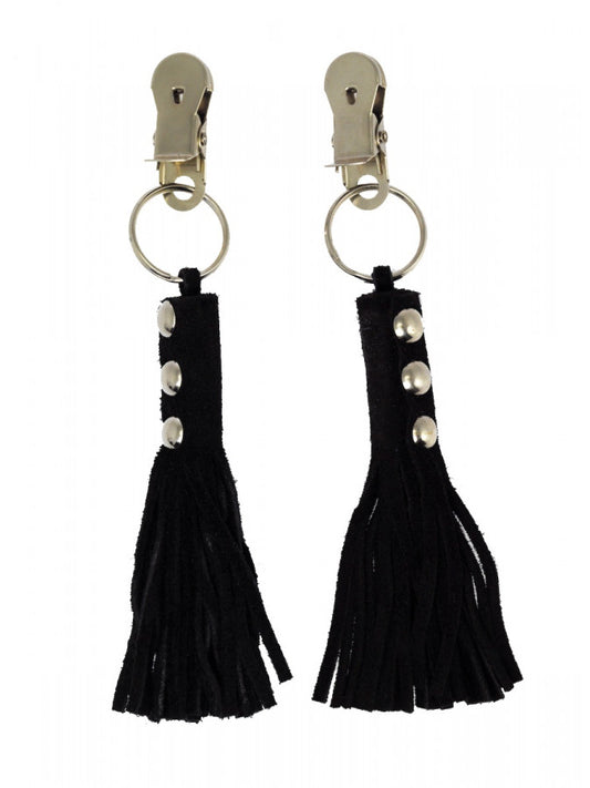 Rimba - Nipple Clamps With Little Leather Whip Attached Rimba - Nipple Clamps With Little Leather Whip Attached - UABDSM