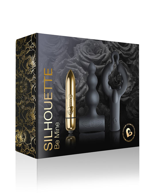 Rocks-Off - Be Mine Set - Cockring Bullet And Anal Vibrator - Black / Gold - UABDSM
