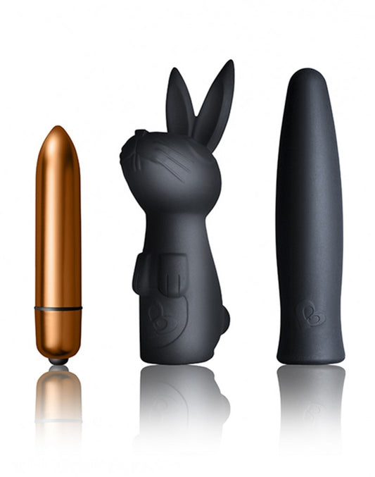 Rocks-Off - Dark Desires Kit - Bullet Vibrator With Sleeves - Black / Gold Rocks-Off - Dark Desires Kit - Bullet Vibrator With Sleeves - Black / Gold - UABDSM