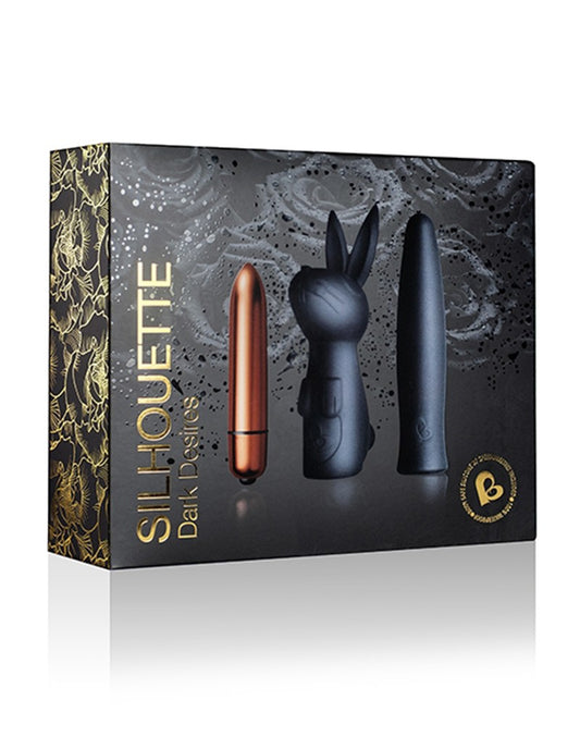 Rocks-Off - Dark Desires Kit - Bullet Vibrator With Sleeves - Black / Gold - UABDSM
