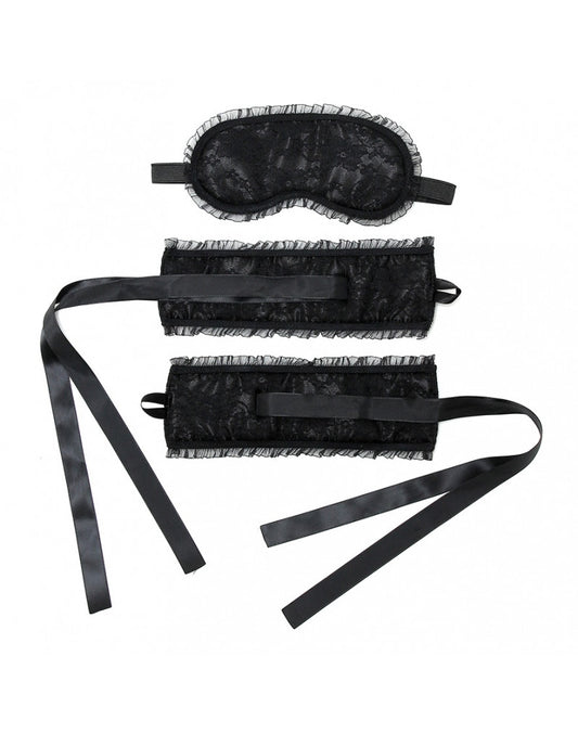 Satin Look Handcuffs With Mask - UABDSM