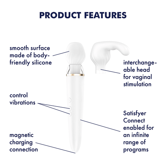 Satisfyer Double Wand-er white<br />incl. Bluetooth and App Satisfyer Double Wand-er white<br />incl. Bluetooth and App - UABDSM