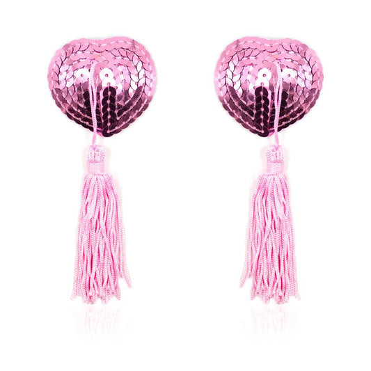 Self-Adhesive Heart Sequin Nipple Cover with Tassel Pink Self-Adhesive Heart Sequin Nipple Cover with Tassel Pink - UABDSM