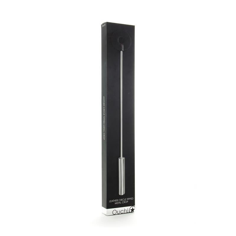 Shots Ouch! Whips and Paddles Leather Circle Tipped Crop Black - UABDSM