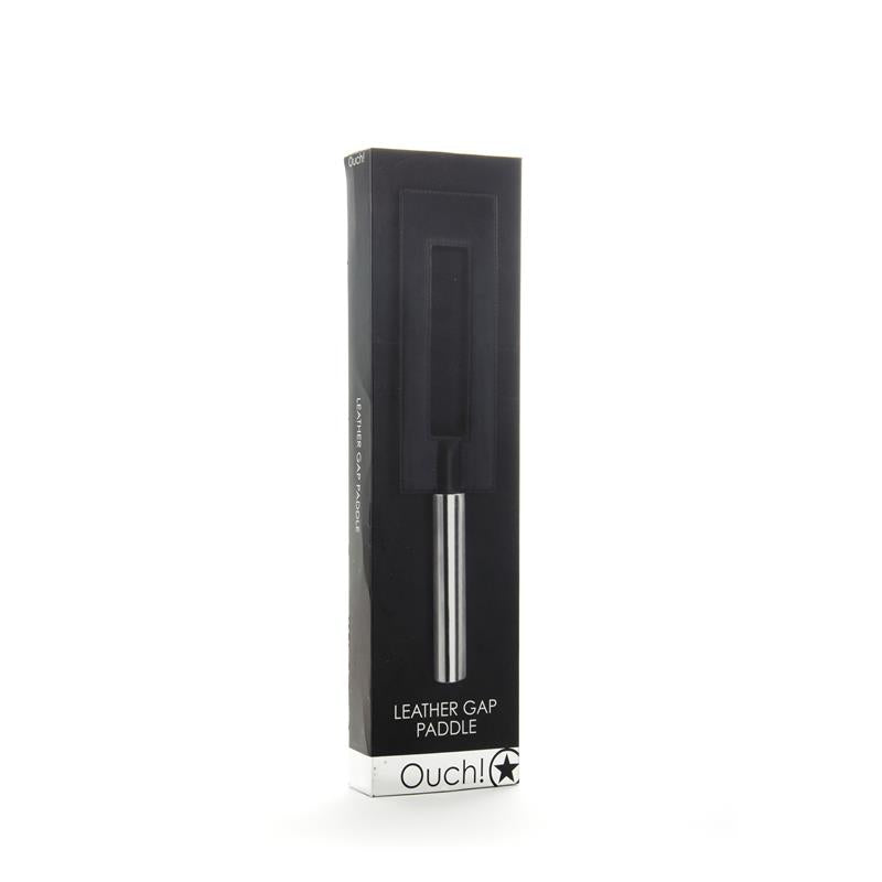 Shots Ouch! Whips and Paddles Leather Gap Paddle Black - UABDSM