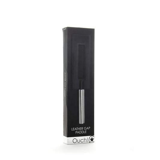 Shots Ouch! Whips and Paddles Leather Gap Paddle Black - UABDSM