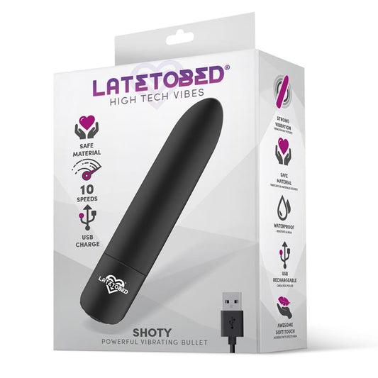 Shoty Vibrating Bullet USB 10 Speeds Powerful Motor Black - UABDSM