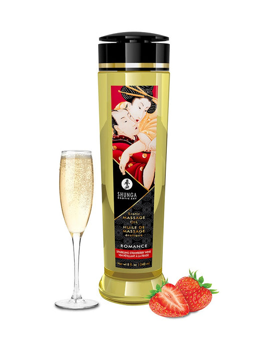 Shunga - Massage Oil - Romance Sparkling Strawberry - 240 Ml - UABDSM