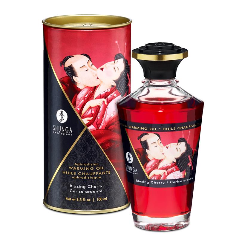 Shunga Warming Massage Oil Blazing Cherry Aroma - UABDSM