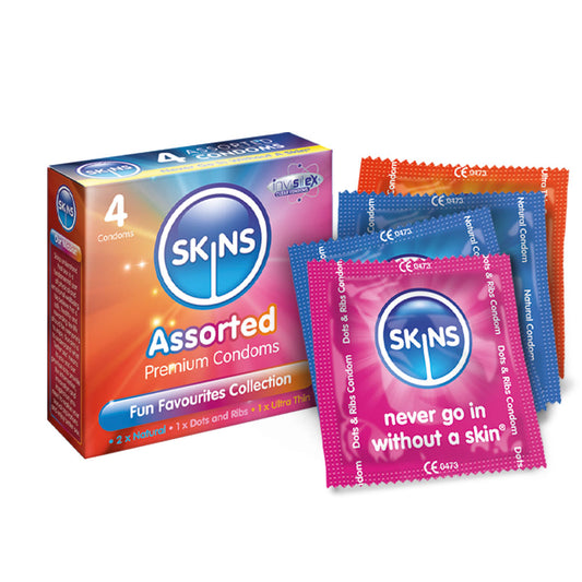 Skins Condoms Assorted 4 Pack - D&R NAT UT Skins Condoms Assorted 4 Pack - D&R NAT UT - UABDSM