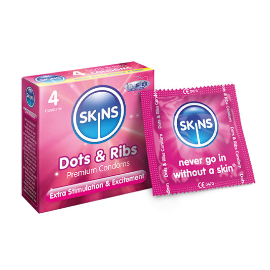 Skins Condoms Dots & Ribs 4 Pack Skins Condoms Dots & Ribs 4 Pack - UABDSM