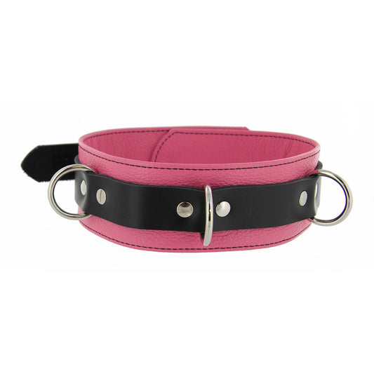Strict Leather Deluxe Locking Collar - Pink and Black Strict Leather Deluxe Locking Collar - Pink and Black - UABDSM