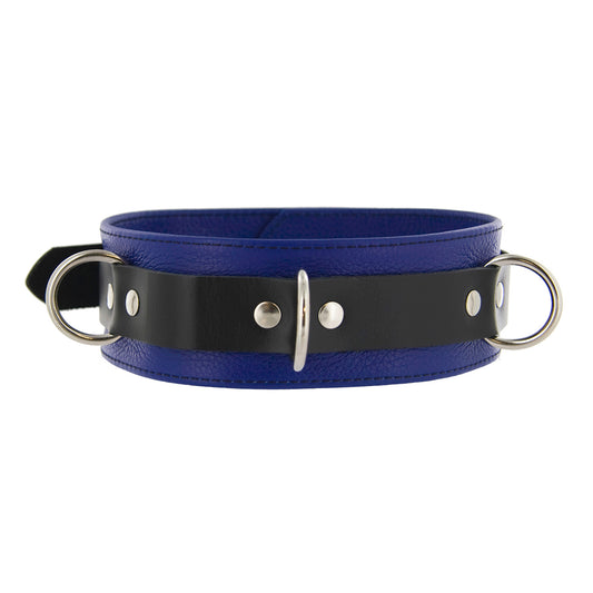 Strict Leather Deluxe Locking Collar - Blue and Black Strict Leather Deluxe Locking Collar - Blue and Black - UABDSM
