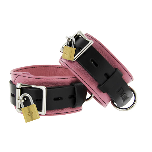 Strict Leather Pink and Black Deluxe Locking Ankle Cuffs Strict Leather Pink and Black Deluxe Locking Ankle Cuffs - UABDSM