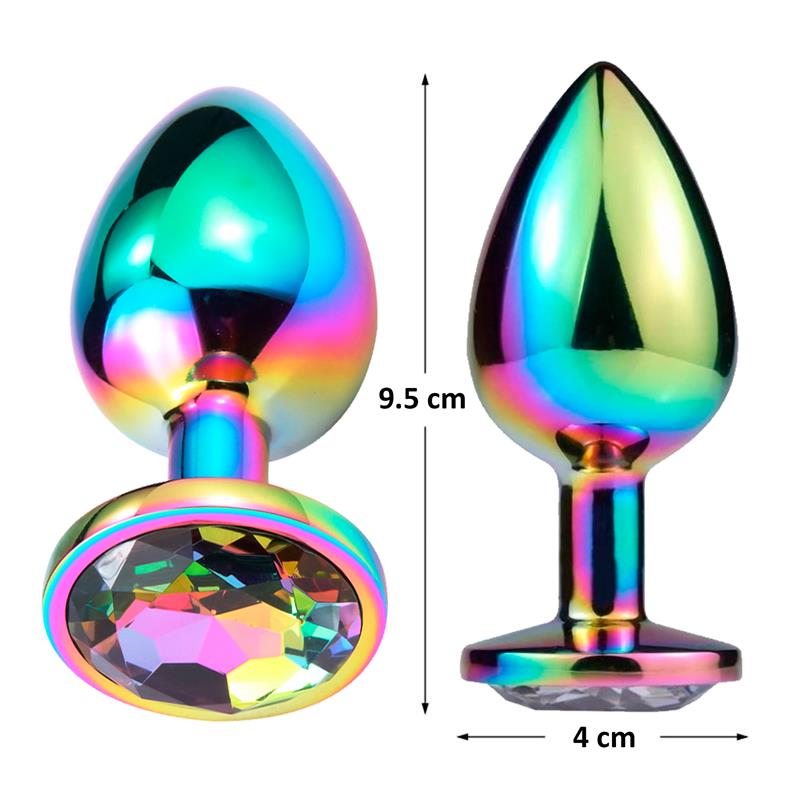 Space Journey Multicolor Butt Plug with Jewel Size L - UABDSM