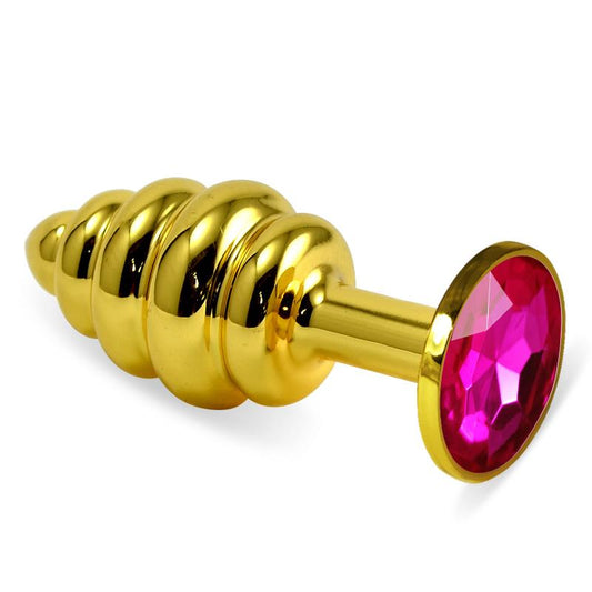 Spiral Butt Plug Rosebud with Fuchsia Jewel Spiral Butt Plug Rosebud with Fuchsia Jewel - UABDSM