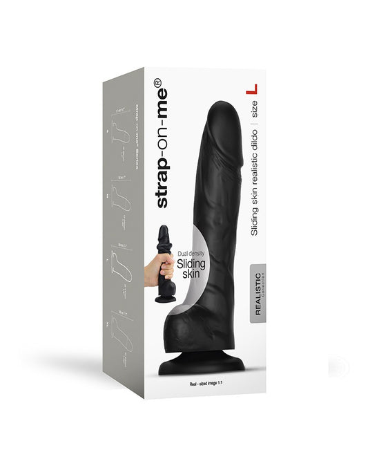 Strap-On-Me - Sliding Skin Realistic Dildo Size L - Black - UABDSM