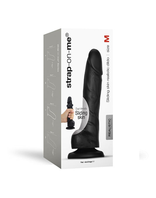 Strap-On-Me - Sliding Skin Realistic Dildo Size M - Black - UABDSM