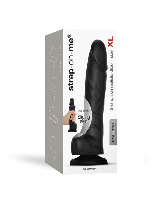 Strap-On-Me - Sliding Skin Realistic Dildo Size XL - Black - UABDSM