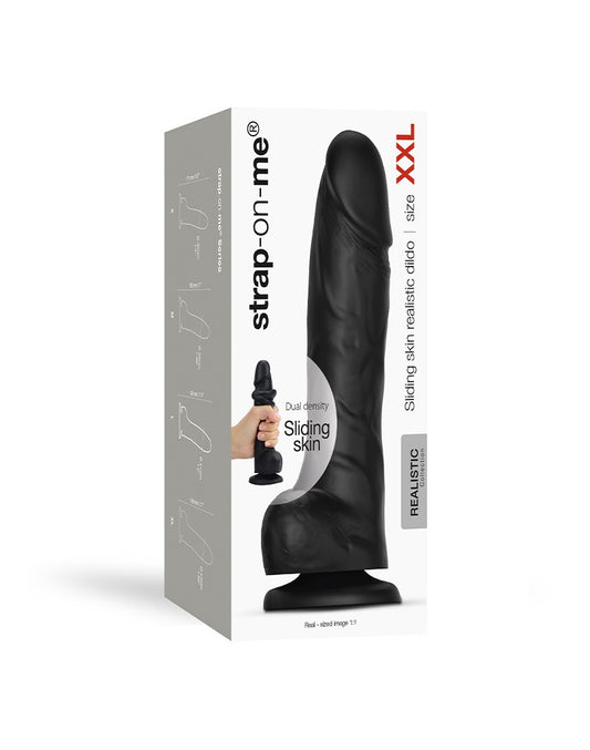 Strap-On-Me - Sliding Skin Realistic Dildo Size XXL - Black - UABDSM