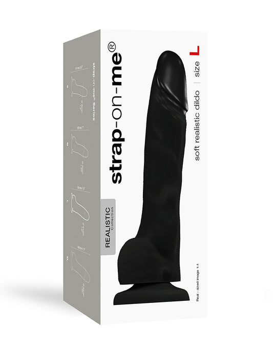 Strap-On-Me Soft Realistic Dildo Black Size L - UABDSM