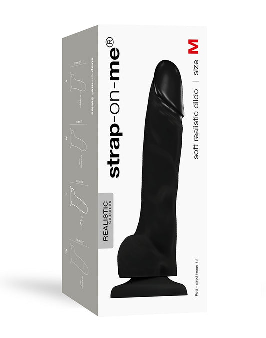 Strap-On-Me Soft Realistic Dildo Black Size M - UABDSM
